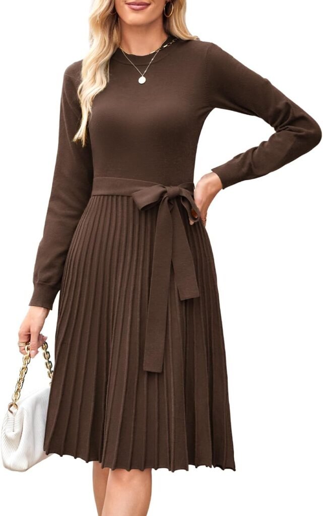 Arach&Cloz Jumper Dress for Women UK Long Sleeve Dress Winter Knitted Midi Dress Elegant Sweater Autumn Dresses