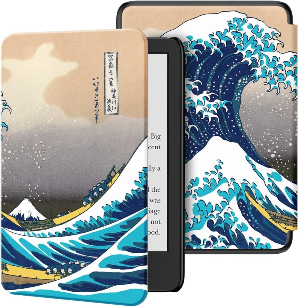 Ayotu Slim Case for 6″ All-New Kindle (11th Generation 2024/2022 Release), Colorful PU Leather Smart Cover with Auto Wake/Sleep, ONLY Fit 6 inch Basic Kindle 2024/2022 Release,Surfing in Kanagawa