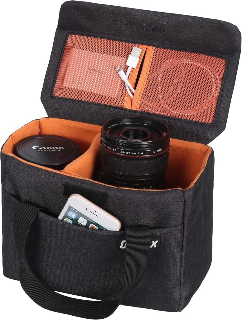 BAGTECH Camera Bag Insert DSLR SLR Camera Protective Gear Bag Shockproof Lens Protection Case Padded Dividers for Canon Nikon Sony Fuji Olympus (Black) BAGTECH Camera Bag Insert DSLR SLR Camera Protective Gear Bag Shockproof Lens Protection Case Padded Dividers for Canon Nikon Sony Fuji Olympus (Black)