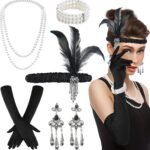 BDSHUNBF 1920 Accessories, 1920s Flapper Great Gatsby Accessories Set, Roaring 20’s Theme, 20’s Theme Vintage Fashion, Women Ladies Charleston Fancy Dress Up