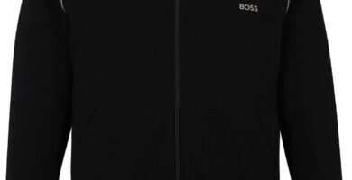 BOSS Mens Mix&Match Jacket H Zip-up Hoodie in Stretch Cotton with Embroidered Logo
