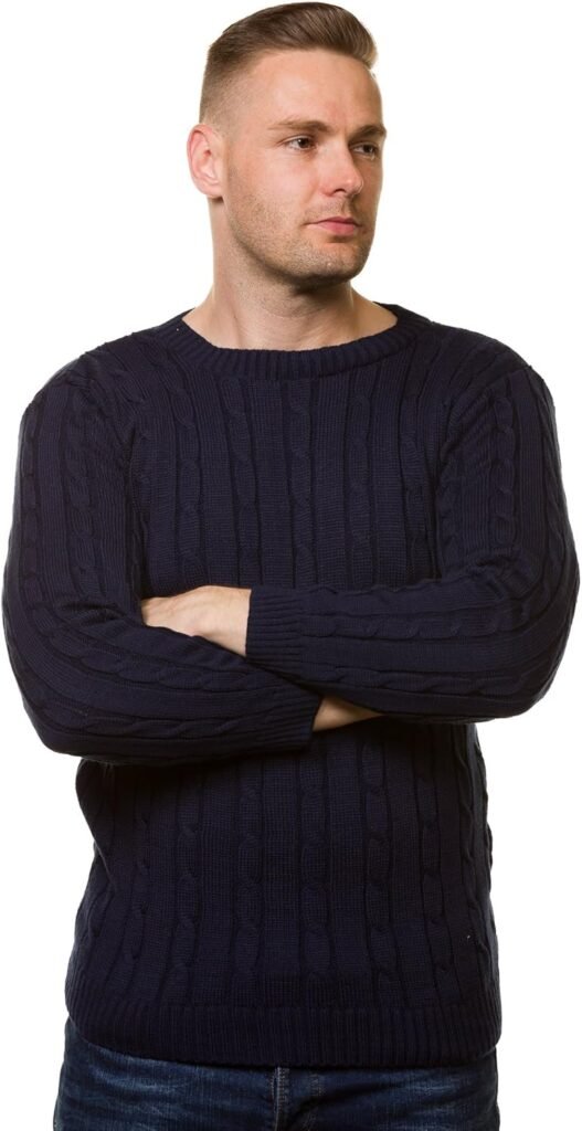Bay eCom UK New Men’s Chunky Cable Knit Pullover Thick Jumper Warm Winter Sweater S to 5XL