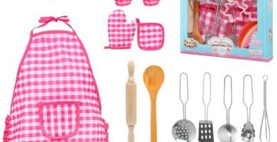 BelleStyle Kids Baking Set, 28Pcs Kids Cooking Set for Age 3-8, Kids Chef Set, Includes Apron for Girls, Chef Hat, Mitt & Utensil for Toddler Dress Up Chef Costume Career Role Play Set BelleStyle Kids Baking Set, 28Pcs Kids Cooking Set for Age 3-8, Kids Chef Set, Includes Apron for Girls, Chef Hat, Mitt & Utensil for Toddler Dress Up Chef Costume Career Role Play Set