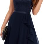 BeryLove Dress with Ruffle Hem Cocktail Dress Women’s Elegant for Wedding Evening Dress Short