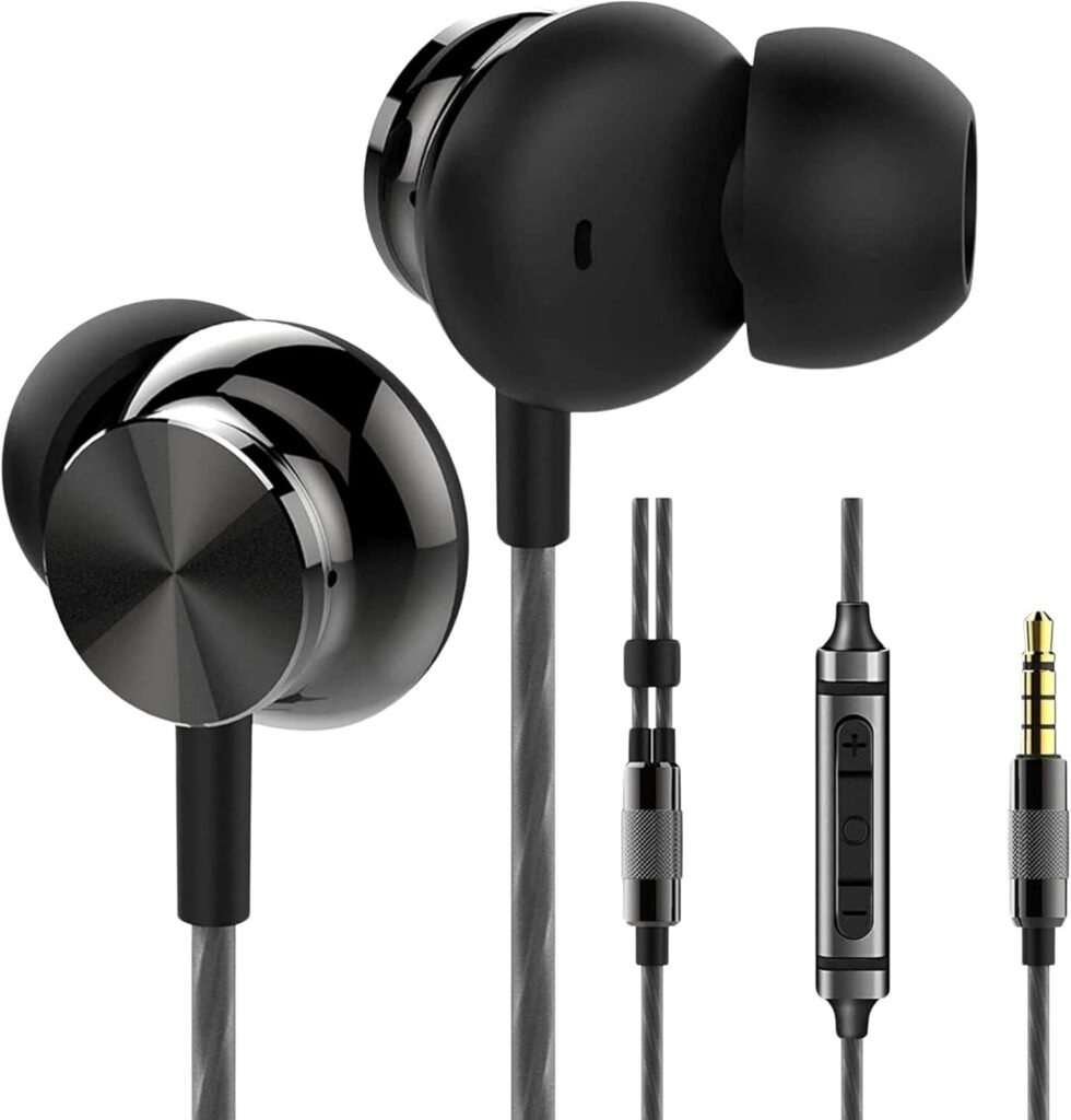 Betron BS10 Earphones Wired Headphones In Ear Noise Isolating Earbuds with Microphone and Volume Control Powerful Bass Driven Sound, 12mm Large Drivers, Ergonomic Design, Black