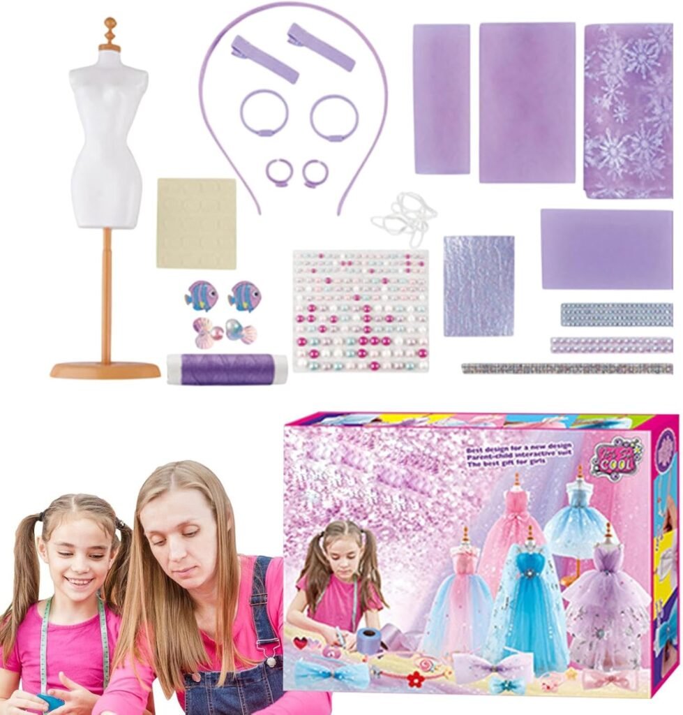 Bexdug Girls Fashion Design Kit | Creative Dress Design Craft Kit – Children Fashion Designer Kit, Colorful Dress Making Set for Hands-On Ability