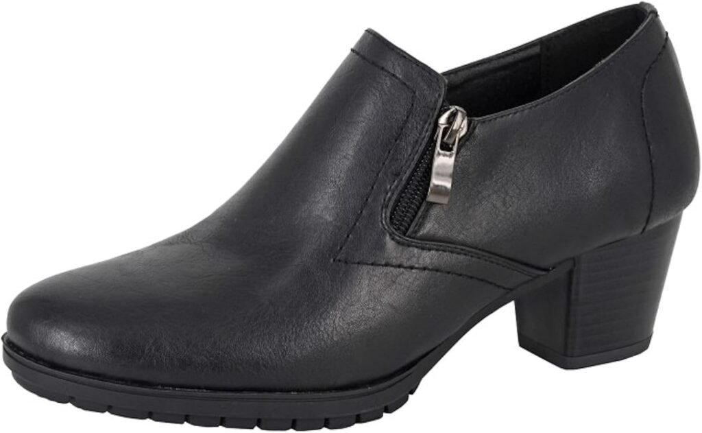 Boulevard L389 Womens PU High Cut Twin Zip Court Shoe, Cuban Heel, TPR Sole