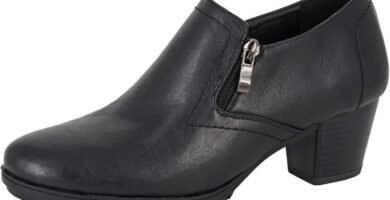 Boulevard L389 Womens PU High Cut Twin Zip Court Shoe, Cuban Heel, TPR Sole