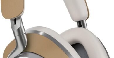 Bowers & Wilkins PX8 Flagship Noise Cancelling Wireless Over Ear Headphones with Bluetooth 5.0 & Quick Charge, 30 Hours of High-Resolution Playback and Built-In Microphone – Tan