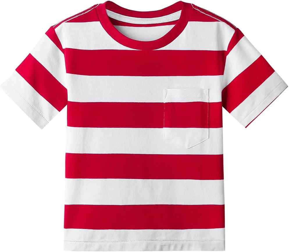 Boys Girls Cotton Short Sleeve Striped T-Shirts Kid Tee Age 4T 5 6 7 8 9 10 11 12 Crew Neckline Shirt Boys Girls Cotton Short Sleeve Striped T-Shirts Kid Tee Age 4T 5 6 7 8 9 10 11 12 Crew Neckline Shirt