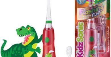 Brush Baby KidzSonic Toddler and Kid Electric Toothbrush for Ages 2-3 – 4-5 – 6-7 – 8-9 Ideal for 2 and 3+ Years – Disco Lights, Gentle Vibration, and Smart Timer – Dinosaur Brush Baby KidzSonic Toddler and Kid Electric Toothbrush for Ages 2-3 – 4-5 – 6-7 – 8-9 Ideal for 2 and 3+ Years – Disco Lights, Gentle Vibration, and Smart Timer – Dinosaur