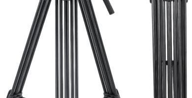 CAMBOFOTO 65” Professional Aluminum Tripod, Fluid Head Tripod, Sturdy Video Tripod Havy Duty Tripod Compatible for DSLR/SLR Cameras, Max Load 17.63lb (black) …