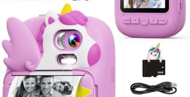 CAMCLID Kids Camera Instant Print, 2.4’‘ Instant Camera for Kids with 32G Card & Print Photo Paper, 1080P HD Video Toddler Camera, Christmas Birthday Gifts for Boys Girls Age 3-12(Purple)