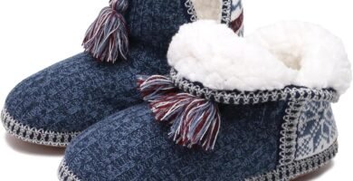 COFACE Womens Slipper Boots Wool Knit Comfy Winter House Slippers Booties Ladies Warm Fur Lined Slip On House Shoes Indoor