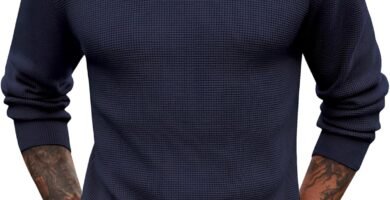 COOFANDY Men’s Crew Neck Jumpers Knitted Slim Fit Sweaters Casual Lightweight Waffle Textured Long Sleeve Sweatershirts