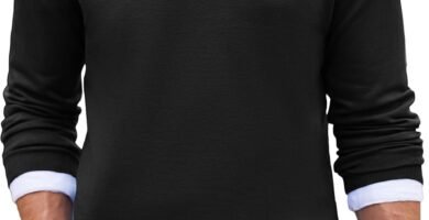 COOFANDY Men’s Jumper V-Neck Sweater Long Sleeve Slim Fit Knitted Pullover Casual Business Knitted Sweater Lightweight Jumper