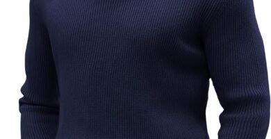 COOFANDY Mens Knitted Jumper Crew Neck Sweater Basic Narrow Stripes Knitting Shirt Long Sleeve Ribbed Jumpers Regular Fit Classic