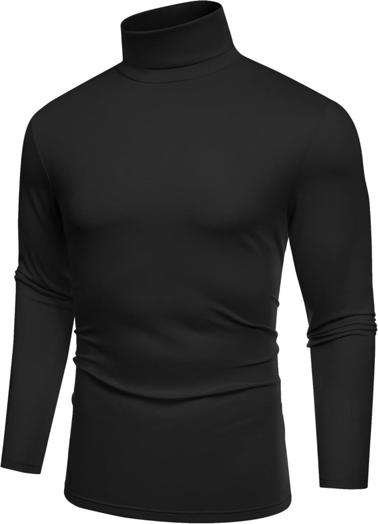 COOFANDY Men’s Turtle Neck Top Roll Neck Jumper Long Sleeve T-Shirt Casual Slim Fit Turtleneck Shirt