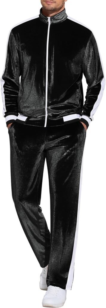 COOFANDY Mens Velour Tracksuit Velvet Sweatsuit Jogging Suits 2 Piece Set Full Zip Jacket Pants