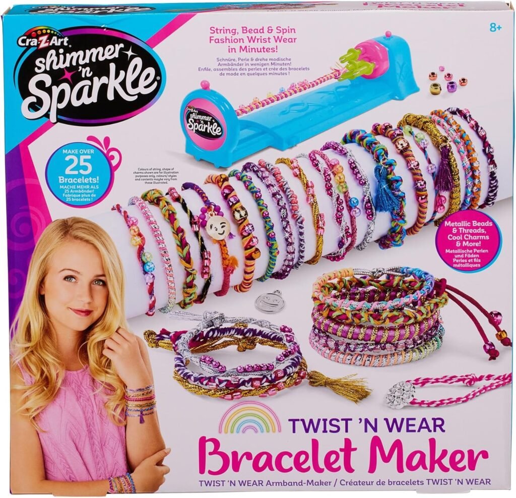 CRA-Z-ART Shimmer N Sparkle Twist N Wear Fashion Maker Bracelet Maker Friendship Bracelet Craft kit for Kids Jewellery Making Sets Birthday Gifts for Girls