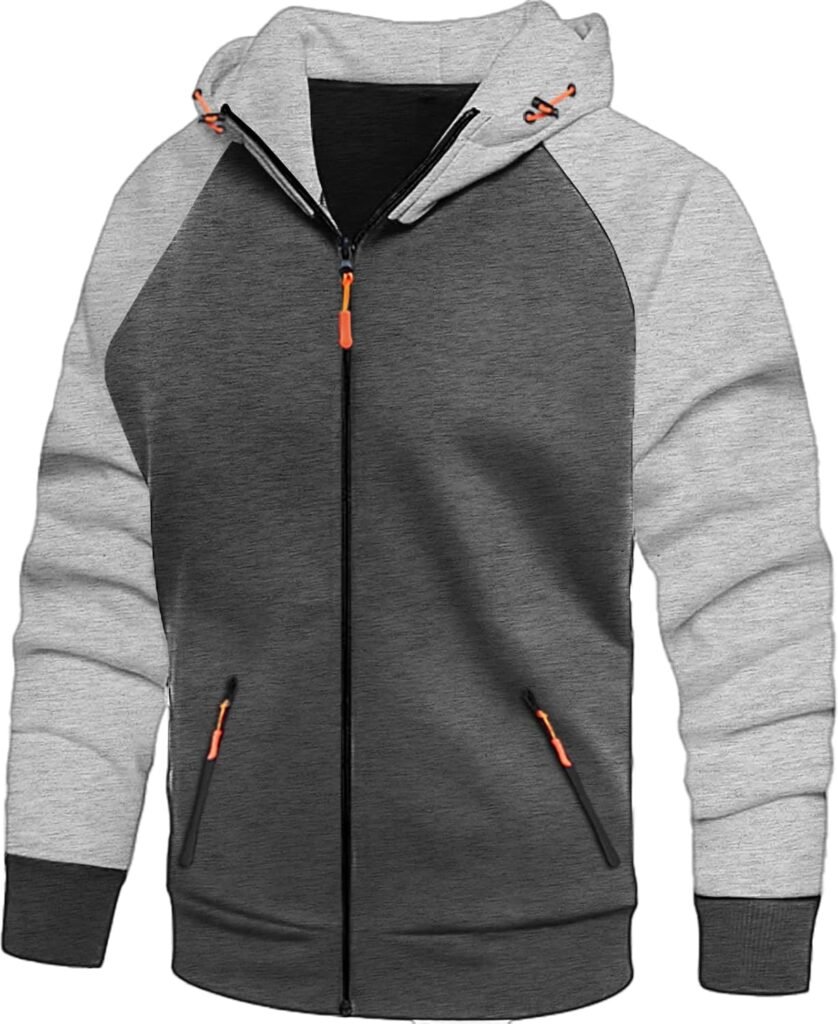 CTU Mens Hoodies Zip Up Fleece Hoodie Patchwork Hooded Jacket Sweatshirt Pullover Hoody With Zip Pockets