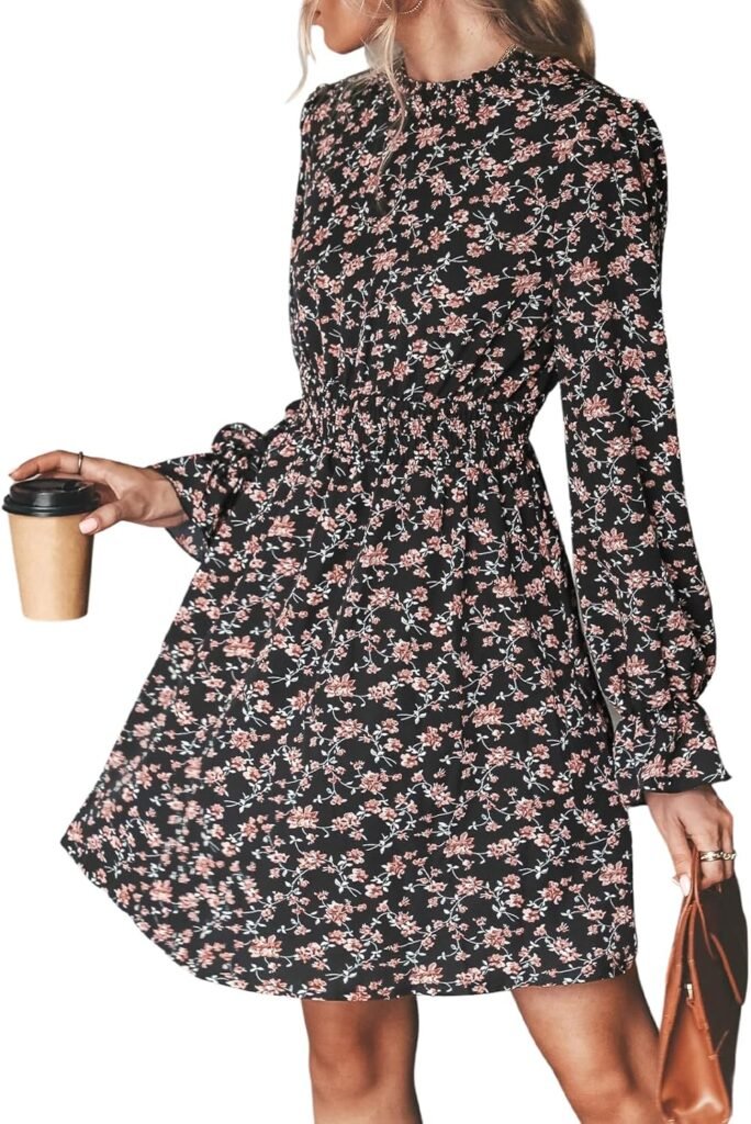 CUPSHE Women’s A-Line Mini Dress Flowy Swing Ditsy Floral Print Long Sleeve Round Neck Smocked Fall Party Casual Dress CUPSHE Women’s A-Line Mini Dress Flowy Swing Ditsy Floral Print Long Sleeve Round Neck Smocked Fall Party Casual Dress