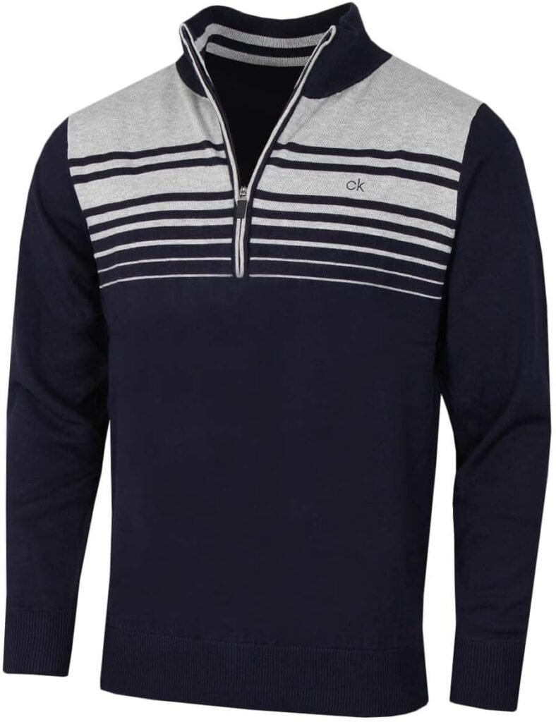 Calvin Klein Mens 2024 Rapid 1/2 Zip Durable Striped Soft Sweater Calvin Klein Mens 2024 Rapid 1/2 Zip Durable Striped Soft Sweater