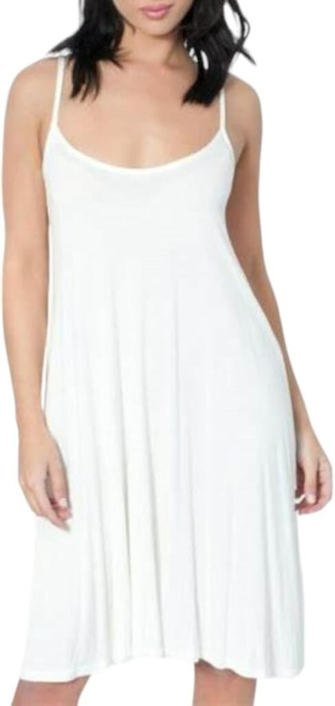 Cami Dresses for Women UK Mini Knee Length Round Neck Strappy Midi Summer Casual Dress Plain Bodycon Long Womens Vest Tops Swing Flared Outwear Ladies Plus Size Top 8-22 Sizes