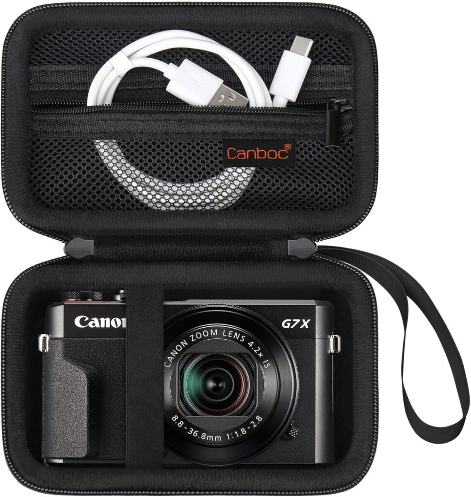 Canboc Camera Case for Canon PowerShot G7 X Mark II/ G7X Mark III Digital 4K Vlogging Camera, Point and Shoot 4K Video Camera Bag, Zipper Mesh Pocket fits USB Cable, Batteries, Black Canboc Camera Case for Canon PowerShot G7 X Mark II/ G7X Mark III Digital 4K Vlogging Camera, Point and Shoot 4K Video Camera Bag, Zipper Mesh Pocket fits USB Cable, Batteries, Black