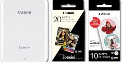 Canon Zoemini Instant Mini Photo Printer (White) + pack of 20 sheets + pack of 10 circle stickers