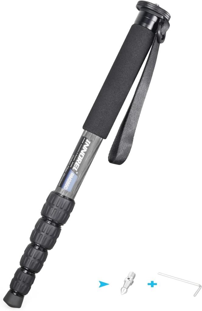 Carbon Fiber Camera Monopod INNOREL RM285C Professional Portable Compact Lightweight Travel 5-Section Monopod for Canon Nikon Sony DSLR Camera Video Camcorder DV Photography Bracket Load 22lbs/10kg