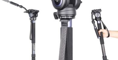 Carbon Fiber Video Monopod-INNOREL VM75CK Professional Hydraulic Fluid Head Monopod Removeable Multifunctional Travel Tripod Stand for Gopro DSLR Camera Telescopic Camcorders, Max Load 22pounds/10kg