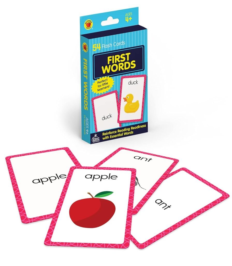 Carson Dellosa First Words Flash Cards for Toddlers 2-4 Years, High Frequency Vocabulary Words and Picture for Preschool and Kindergarten, Sight Word Game for Toddlers Ages 4+ (54 Cards)