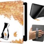 Case for All-New Kindle Paperwhite (7″, 12th Generation, 2024 Release) with Hand Strap, Lightweight PU Leather and TPU Soft Back Cover with Auto Wake/Sleep Function (Maple Cat)