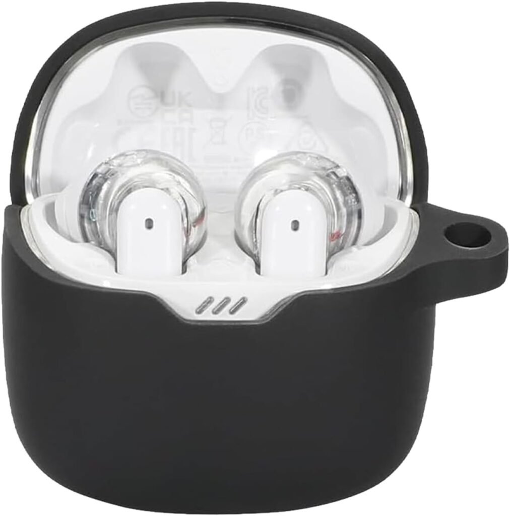 Case for JBL Tune Flex with Carabiner,Anti-Scratch Premium Soft Silicone Full Protective Case,Shockproof Ultra Slim Headphone Protective Case for JBL Tune Flex,Black