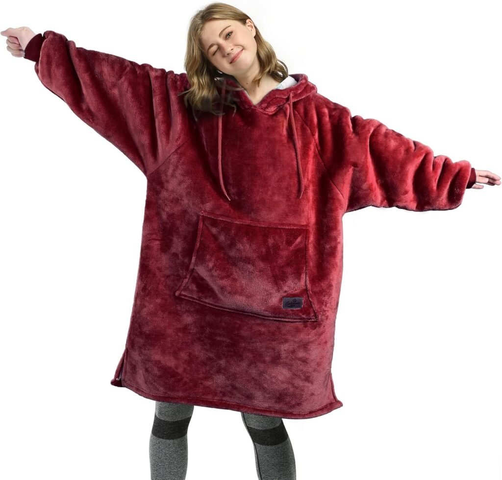 Catalonia Classy Slim Cosy Hoodie Blanket, Soft Wearable Blanket, Warm Gifts for Teens Girls Boys, Lightweight Pullover Hoody for Men Women, Wine Catalonia Classy Slim Cosy Hoodie Blanket, Soft Wearable Blanket, Warm Gifts for Teens Girls Boys, Lightweight Pullover Hoody for Men Women, Wine