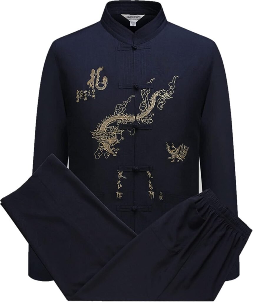 Chinese Clothing Tang Suit – Traditional China Ancient Costume Martial Arts Tangzhuang Kung Fu Long Sleeve/Short Sleeve Jacket Suits Shirt Outfit Uniform for Men