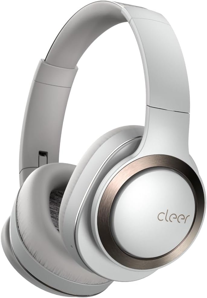 Cleer Audio Enduro ANC Noise Canceling Headphones, Bluetooth Multipoint Connection, Over-the-Ear Design with Mic, Crystal Clear Hands-Free Calling, up to 60 Hours of Battery Life (Light Grey)