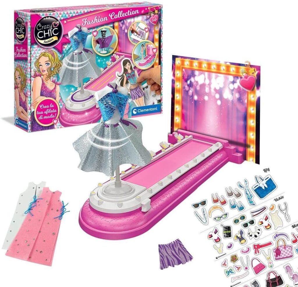 Clementoni- Crazy Chic: Fashion Collection, Design & Create Clothes for Dolls (Up to 28cm),Arts & Crafts (7+ Years)