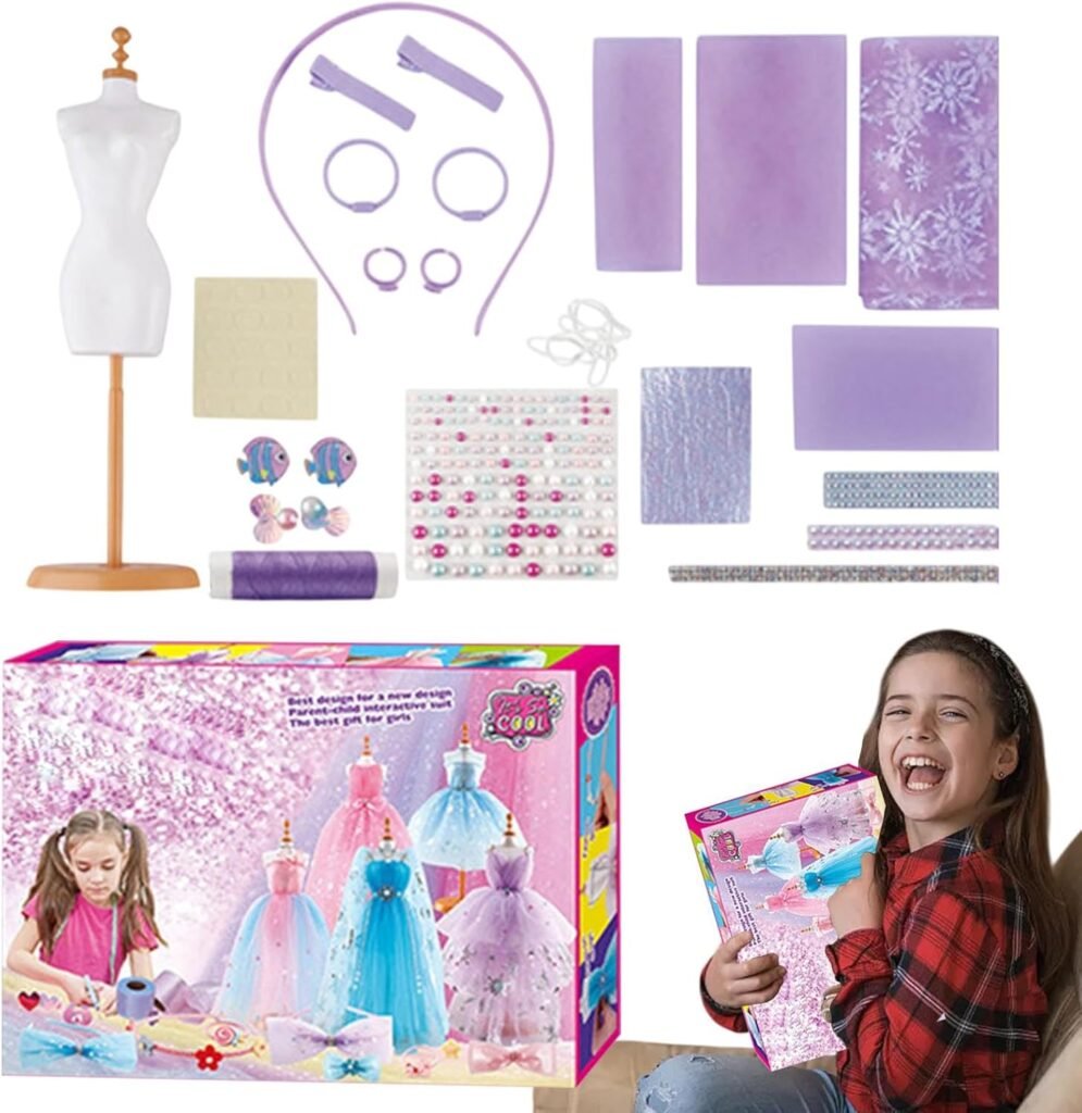 Clothes Design Kit – Creative Dress Making Kit | Fashion Designer Kit with Mannequin, Girls Crafts Kit for Hands-On Ability, Fine Motor Skills