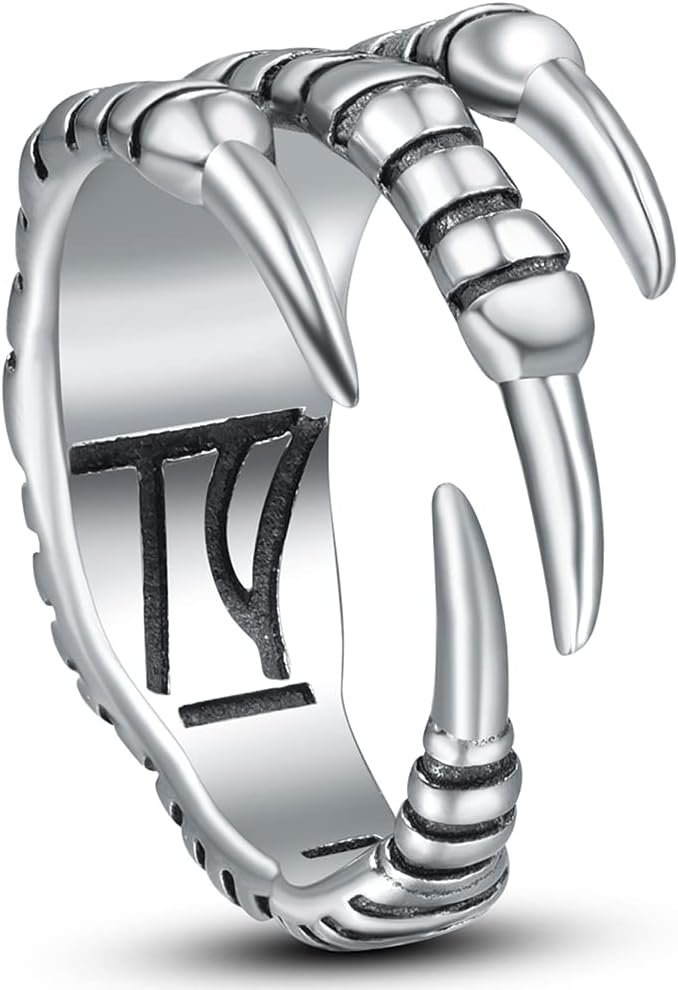 Cloyo Mens Ring Silver Stainless Steel Gothic Punk Biker Rings Vintage Jewellery Size O-Y Cloyo Mens Ring Silver Stainless Steel Gothic Punk Biker Rings Vintage Jewellery Size O-Y