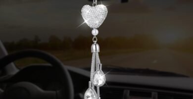 Cobee Heart Diamond Car Hanging Bling Pendant, Crystal Car Rear View Mirror Charms Car Car Interior Hanging Pendant Charm Decoration Lucky Decor Ornament Pendant Accessories for Women