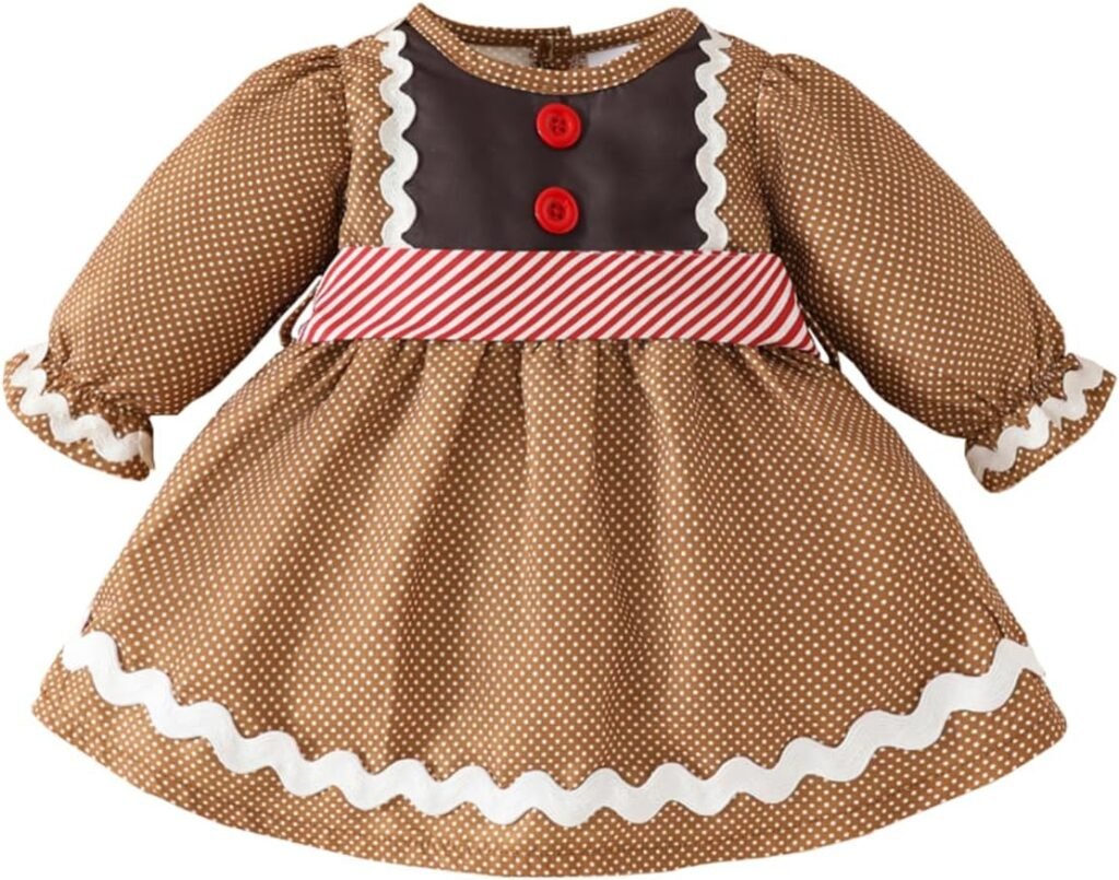 CocMouse Toddler Girl Christmas Outfits Gingerbread Man Dot Print Long Puff Sleeve Crew Neck A-Line Dress Fall Winter Clothes CocMouse Toddler Girl Christmas Outfits Gingerbread Man Dot Print Long Puff Sleeve Crew Neck A-Line Dress Fall Winter Clothes