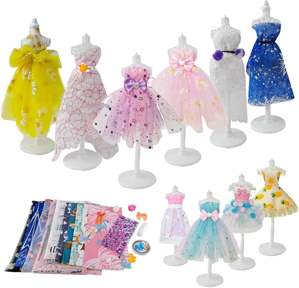 Coriver Fashion Designer for Kids, 460 pcs+ DIY Fashion Design Kit, Sewing Kits for Children Sketchbook Mannequin Doll Clothes Craft Kits for Kids for 6 7 8 9 10+ Years Old