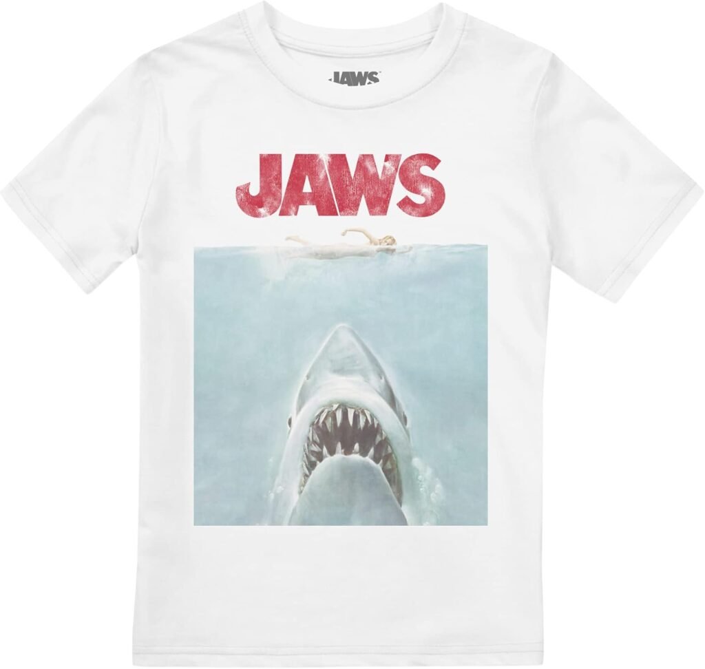 Cotton Soul Jaws Movie Poster Boys T Shirt, Grey Heather Cotton Soul Jaws Movie Poster Boys T Shirt, Grey Heather