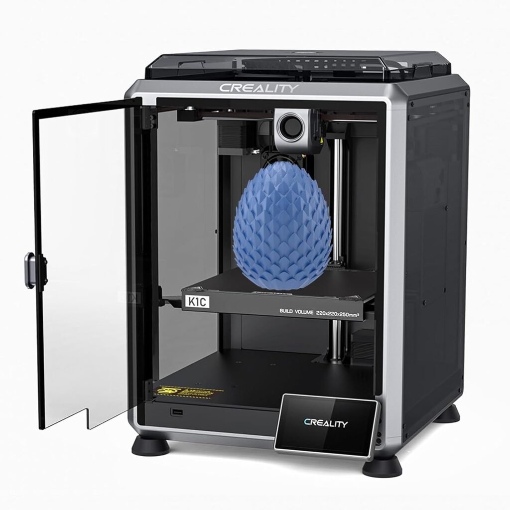 Creality K1C 3D Printer, 600mm/s Max Printing Speed, Equipped Al Camera, All-metal Extruder Kit, Quick-swap Tri-metal Nozzle, Supporting Carbon Fiber Filaments, Printing Size 220x220x250mm