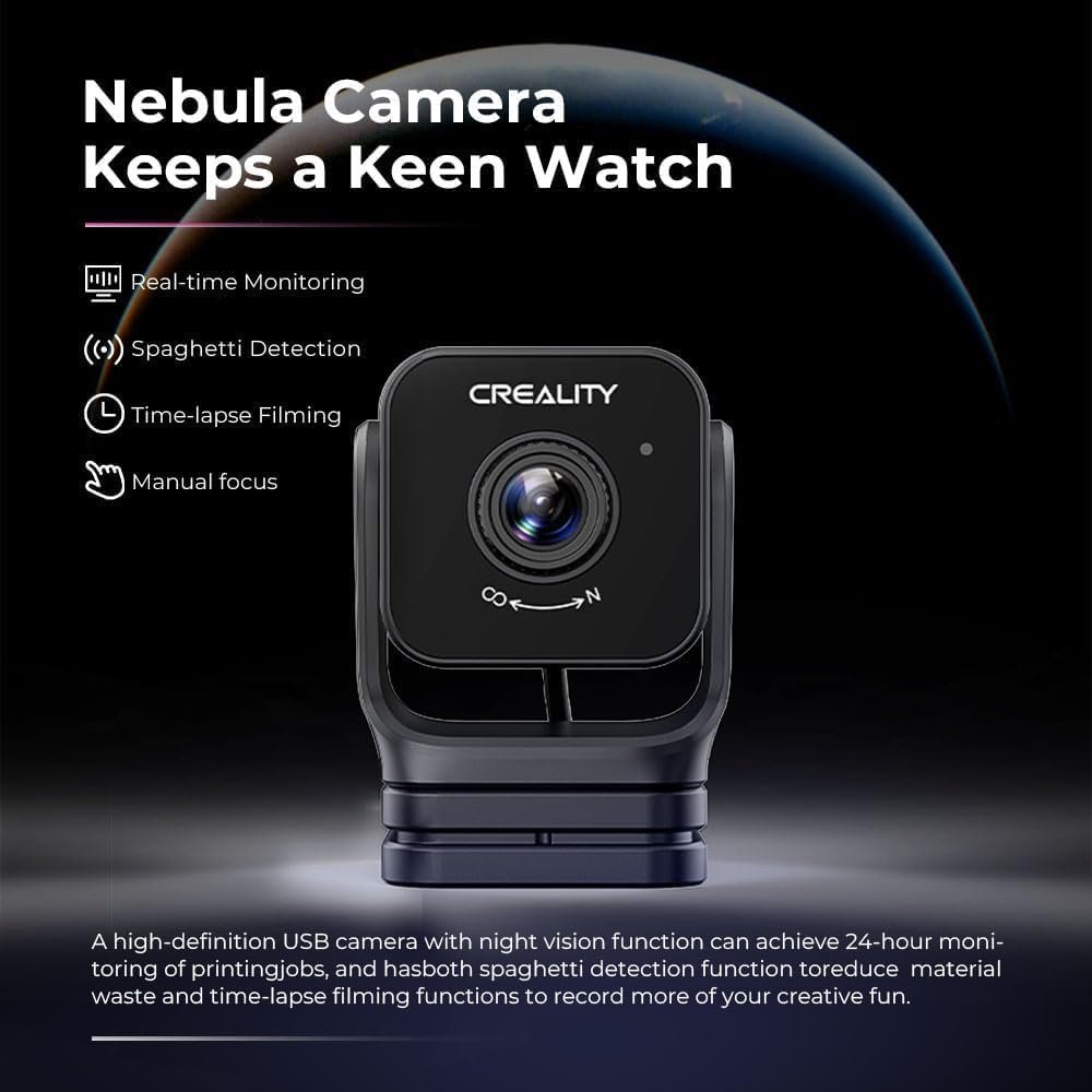 Creality Nebula-Camera for 3D Printers, Compatible with Sonic Pad, Nebula-Pad, Ender-3 V3 KE, CR-10 SE, HOLOT-MAGE PRO, Real-Time Monitoring, Time-Lapse Photography, Spaghetti Detection, HD Quality