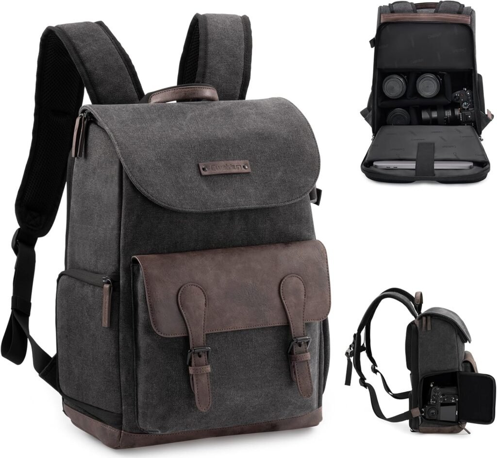 Cwatcun Camera Backpack, DSLR/SLR Camera Bags for Photographers with Waterproof Rain Cover, Camera Case with Laptop Compartment & Tripod Holder Compatible with Canon/Nikon/Sony/Fuji Cwatcun Camera Backpack, DSLR/SLR Camera Bags for Photographers with Waterproof Rain Cover, Camera Case with Laptop Compartment & Tripod Holder Compatible with Canon/Nikon/Sony/Fuji