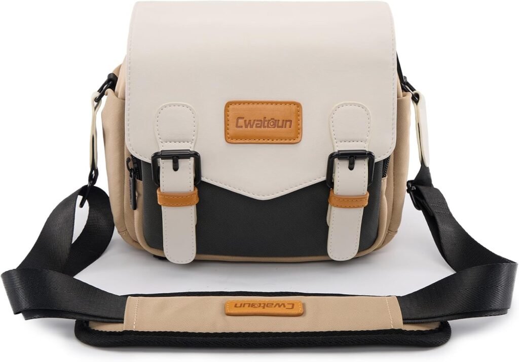 Cwatcun Camera Shoulder Bag Compact Camera Case, Small Waterproof Camera Messenger Bag with Tripod Holder, Travel Photography Bag for Canon, Nikon, Sony, Fuji DSLR/SLR/Mirrorless Camera, Lens Cwatcun Camera Shoulder Bag Compact Camera Case, Small Waterproof Camera Messenger Bag with Tripod Holder, Travel Photography Bag for Canon, Nikon, Sony, Fuji DSLR/SLR/Mirrorless Camera, Lens