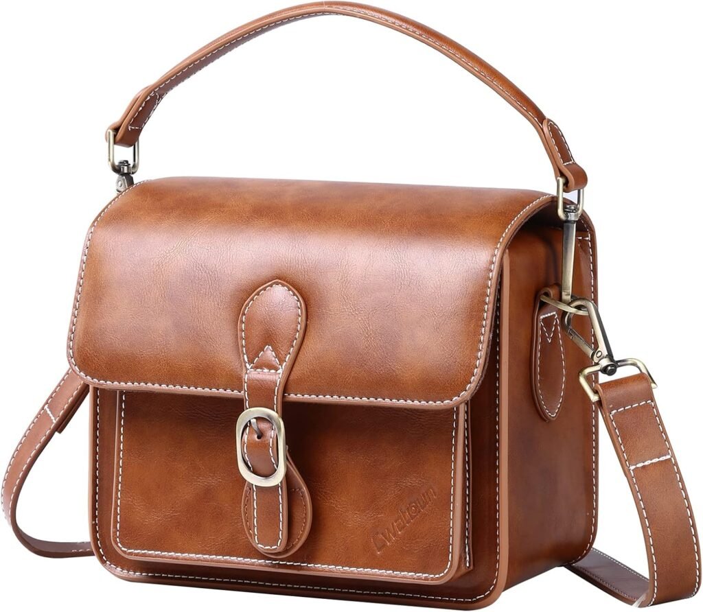 Cwatcun Camera Shoulder Bag Compact Camera Case Waterproof Retro Compatible for Canon Nikon Sony SLR DSLR Mirrorless Camera and Lens Brown, Medium Cwatcun Camera Shoulder Bag Compact Camera Case Waterproof Retro Compatible for Canon Nikon Sony SLR DSLR Mirrorless Camera and Lens Brown, Medium